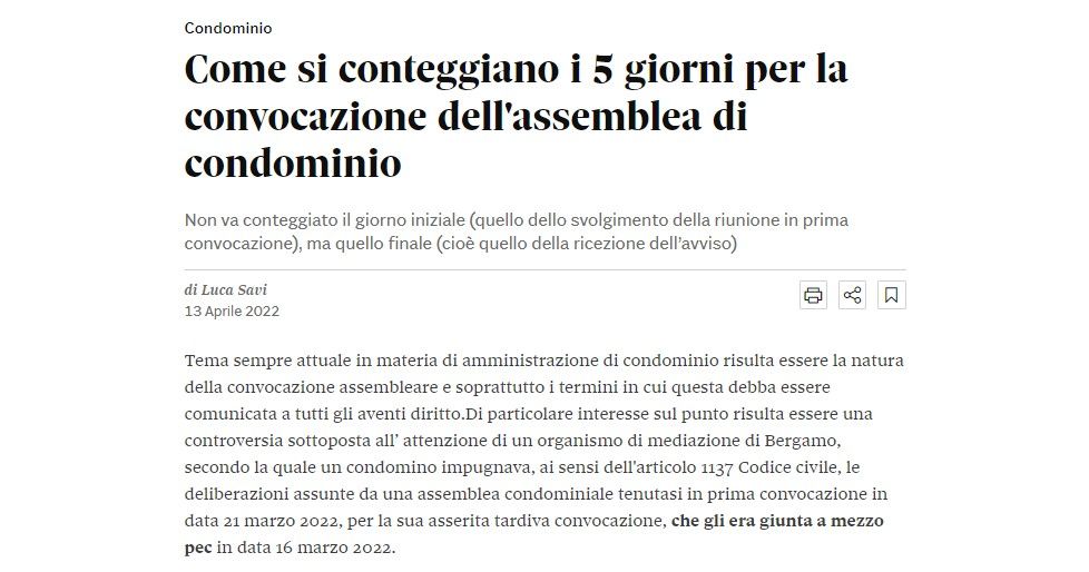 Convocazione assemblea di condominio